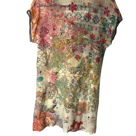 Johnny Was Cupra Rayon Multicolor Short Sleeve Tunic size XS - Picture 3 of 6